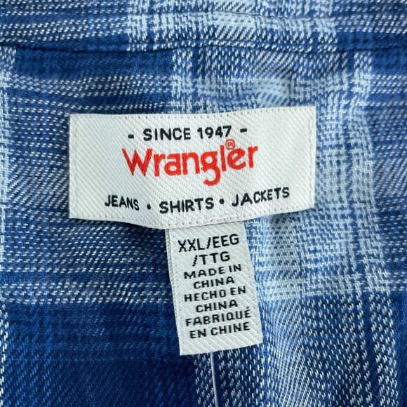 Wrangler Womens Blue Plaid Peasant Top XXL Viscose 3/4 Sleeve Relaxed NWT 3297 - Picture 4 of 9